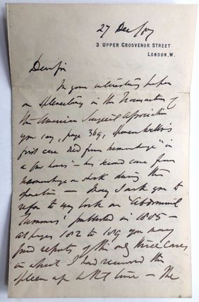 Extraordinary archive of 150 letters between the founder of the Western Pennsylvania Medical School (University of Pittsburgh) and his wife, plus letters from Thomas Spencer Wells, John Milton Duff, James B. Murdoch and others