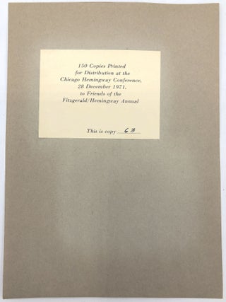 Item #H11174 Keepsake from the 1971 Chicago Hemingway Conference, printing first page of THE...
