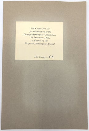 Item #H11174 Keepsake from the 1971 Chicago Hemingway Conference, printing first page of THE...
