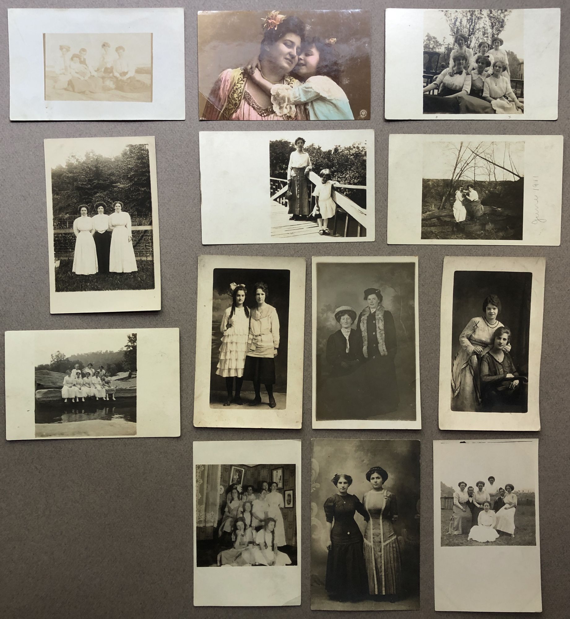 13 Ca. 1900s Real Photo Postcards RPPCs of Women and Girls in