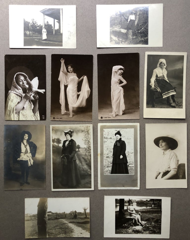 Item #H11261 12 Ca. 1900s Real Photo Postcards RPPCs of Women Alone
