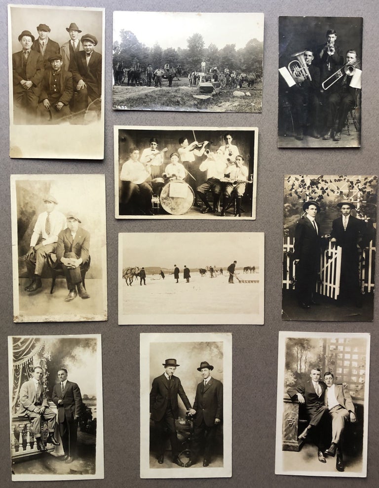 Item #H11263 10 Ca. 1900s Real Photo Postcards RPPCs of Men in Couples or Groups
