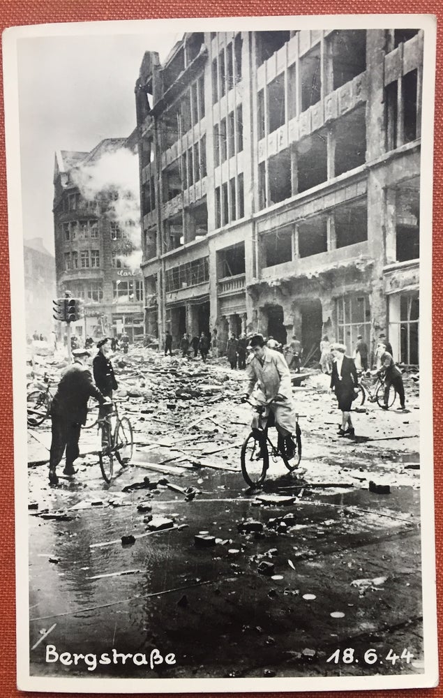 Item #H1130 Bergstrasse 18.6.44 (real photo postcard of the bombed area of Bergstrasse in Hamburg in 1944). Hugo Schmidt-Luchs.