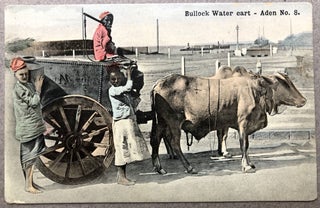 Item #H11306 1910s postcard: Bullock Water cart, Aden (Yemen