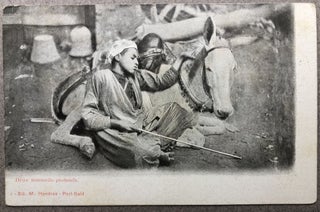 Item #H11308 1910s postcard: Shepherd and Ass sleeping, Port Said Egypt