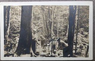 Item #H11314 1914 Real Photo Postcard: Campfire at Heald Pond Preserve, Jackman Maine