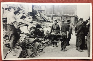 Item #H1132 Real photo postcard of transporting a victim of Hamburg bombing (1943-44) transported...