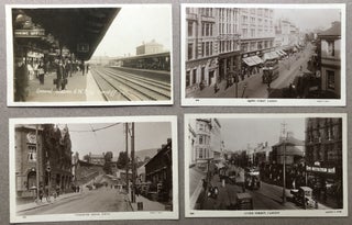Item #H11333 4 early 1900s Real Photo Postcards from Wales, UK: 3 of Cardiff (Queen St. & General...