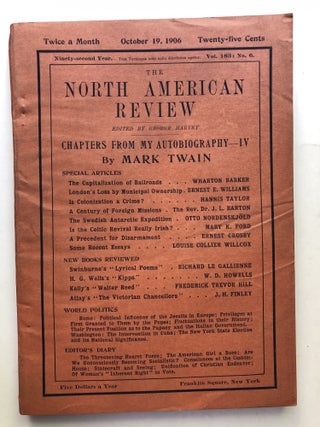 Item #H11384 The North American Review, October 19, 1906. Mary K. Ford Mark Twain, W. D. Howells,...