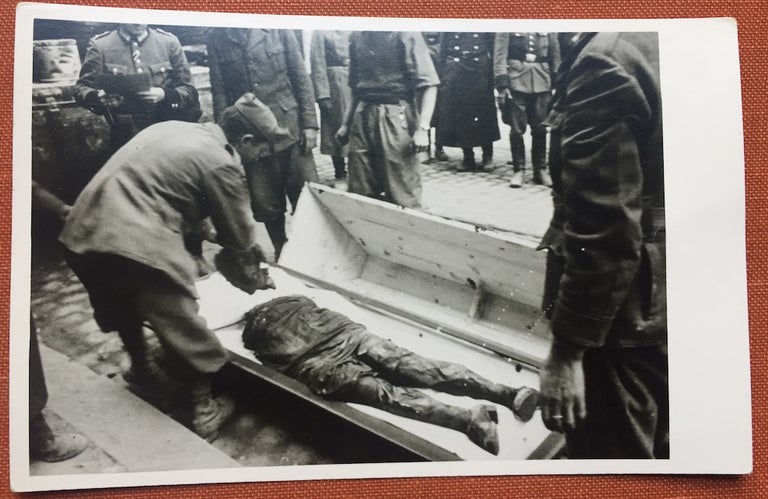 Item #H1141 "17 yr old girl without head" real photo postcard of victim of Dresden bombing, 1945. N/A.