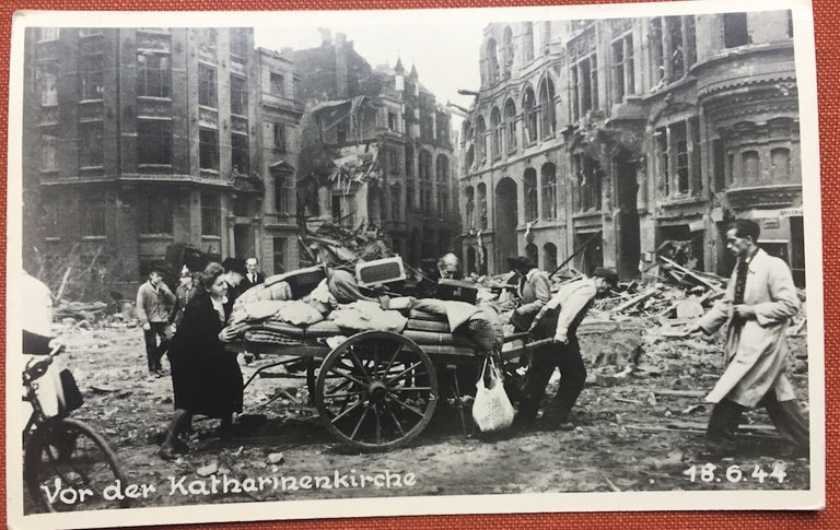 Item #H1142 Real photo postcard, Vor der Katharinenkirche, Hamburg, 18.6.44 (June 18, 1944). Hugo Schmidt-Luchs.
