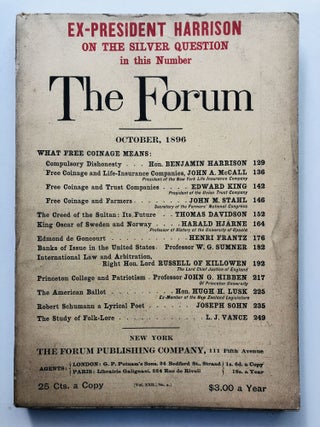 Item #H11445 The Forum, October 1896. Joseph Mayer Rice, Hugh H. Lusk, Russell of Killowen, ed....