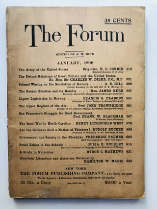 Item #H11446 The Forum, January 1899. Joseph Mayer Rice, Charles W. Dilke, James Kerr, ed....
