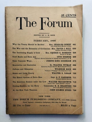 Item #H11447 The Forum, February 1899. Joseph Mayer Rice, John Gilmer Speed, Otto Dorner, ed....