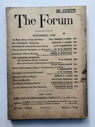 Item #H11451 The Forum, November 1896. Joseph Mayer Rice, F. W. Taussig, Julia Ward Howe, ed....