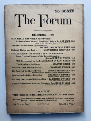Item #H11452 The Forum, December 1896. Joseph Mayer Rice, Woodrow Wilson, Thomas Dwight, ed....