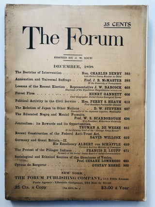 Item #H11455 The Forum, December 1898. Joseph Mayer Rice, Gustav Kobbé, Cesare Lombroso,...