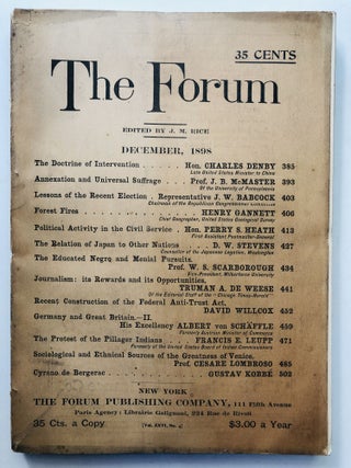 Item #H11455 The Forum, December 1898. Joseph Mayer Rice, Gustav Kobbé, Cesare Lombroso,...