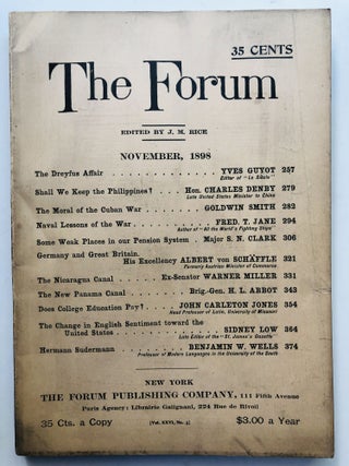 Item #H11456 The Forum, November 1898. Joseph Mayer Rice, Benjamin W. Wells, Sydney Low, ed. Yves...