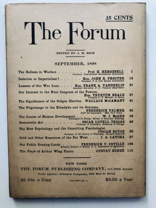 Item #H11458 The Forum, September 1898. Joseph Mayer Rice, Tuxtun Beale, Gustav Kobbé, ed....