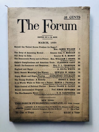 Item #H11464 The Forum, March 1898. Joseph Mayer Rice, Henry Rood, A. Silva White, ed. James Wilson