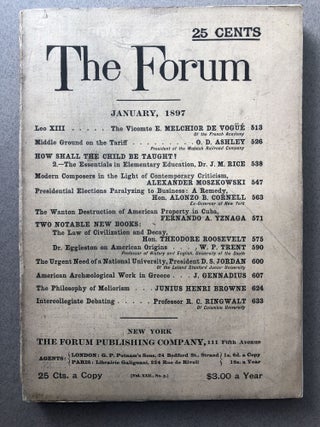 Item #H11522 The Forum, January 1897. Joseph Mayer Rice, ed. Theodore Roosevelt