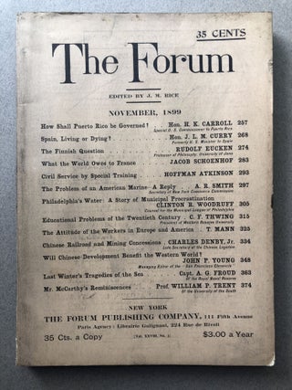 Item #H11528 The Forum, November 1899. Joseph Mayer Rice, Charles Denby Jr, ed. Tom Mann