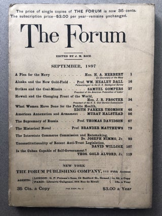Item #H11557 The Forum, September 1897. Joseph Mayer Rice, Brander Matthews, Edith Parker...