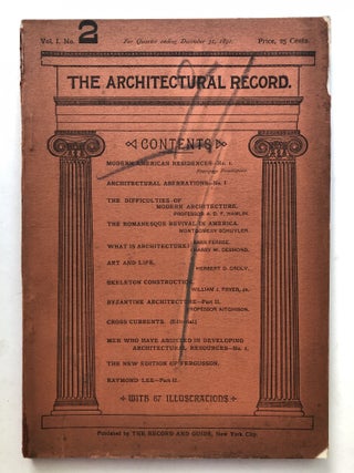 Item #H11605 The Architectural Record, Vol. 1, no. 2, October-December 1891. Montgomery Schuyler...