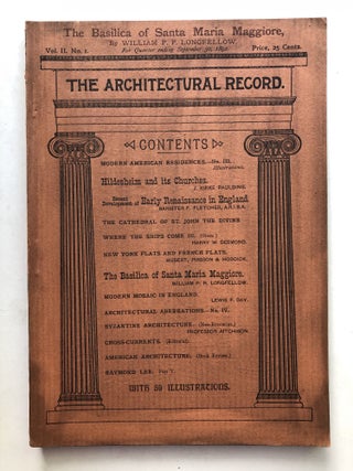 Item #H11607 The Architectural Record, Vol. II, no. 1, July-September 1892. Banister Fletcher J....