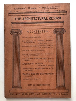 Item #H11610 The Architectural Record, Vol. III no. 2, October-December 1893. John Beverley...