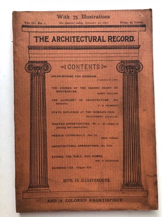 Item #H11611 The Architectural Record, Vol. III no. 1, July-September 1893. Henry Rauyline...