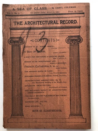 Item #H11613 The Architectural Record, Vol. II no. 3, January-March 1893. Barr Ferree Caryl...