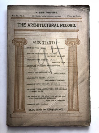 Item #H11615 The Architectural Record, Vol. IV no. 1, July-September 1894. Charles A. Rich...