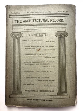 Item #H11625 The Architectural Record, Vol. V, no. 1, July-September 1895. Charles A. Rich Barr...