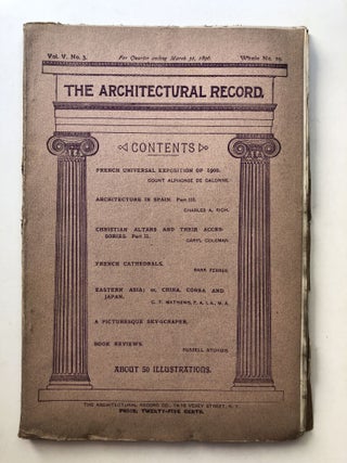 Item #H11638 The Architectural Record, Vol. V, no. 3, January-March 1896. Charles A. Rich Count...