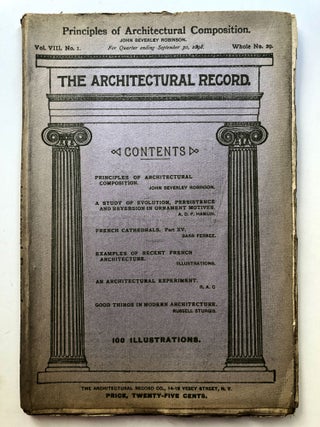 Item #H11657 The Architectural Record, Vol. VIII, no. 1, July-September 1898. A. D. F. Hamlin...