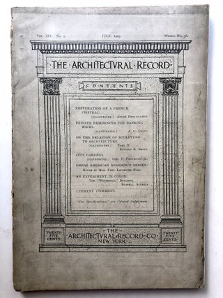 Item #H11660 The Architectural Record, Vol. XIV, No. 1, July 1903. Andre Destailleur Russell Sturgis