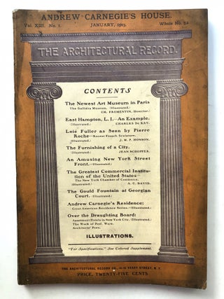 Item #H11661 The Architectural Record, Vol. XIII, no 1, January 1903. A. C. David Ch. Fromentin,...