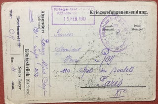 German Prisoner of War postcard sent by French prisoner to Paris, Feb. 19, 1917, la mairie (The Town Hall); Kriegsgefangenensendung, by Torlotin