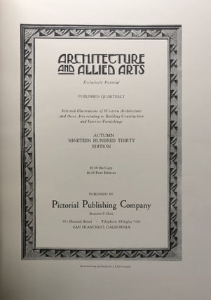Architecture & Allied Arts, Autumn 1930