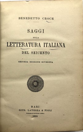 Saggi sulla Letteratura Italiana del Seicento, Seconda Edizione Riveduta
