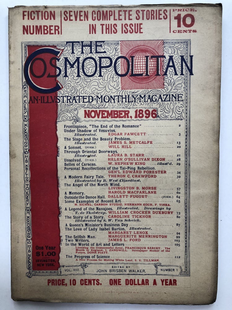 Item #H11857 The Cosmopolitan, an Illustrated Monthly Magazine, November, 1896. Theron C. Crawford Edgar Fawcett.