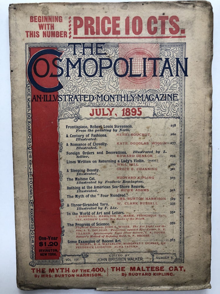 Item #H11890 The Cosmopolitan, an Illustrated Monthly Magazine, July 1895. Rudyard Kipling Kate Douglas Wiggin.