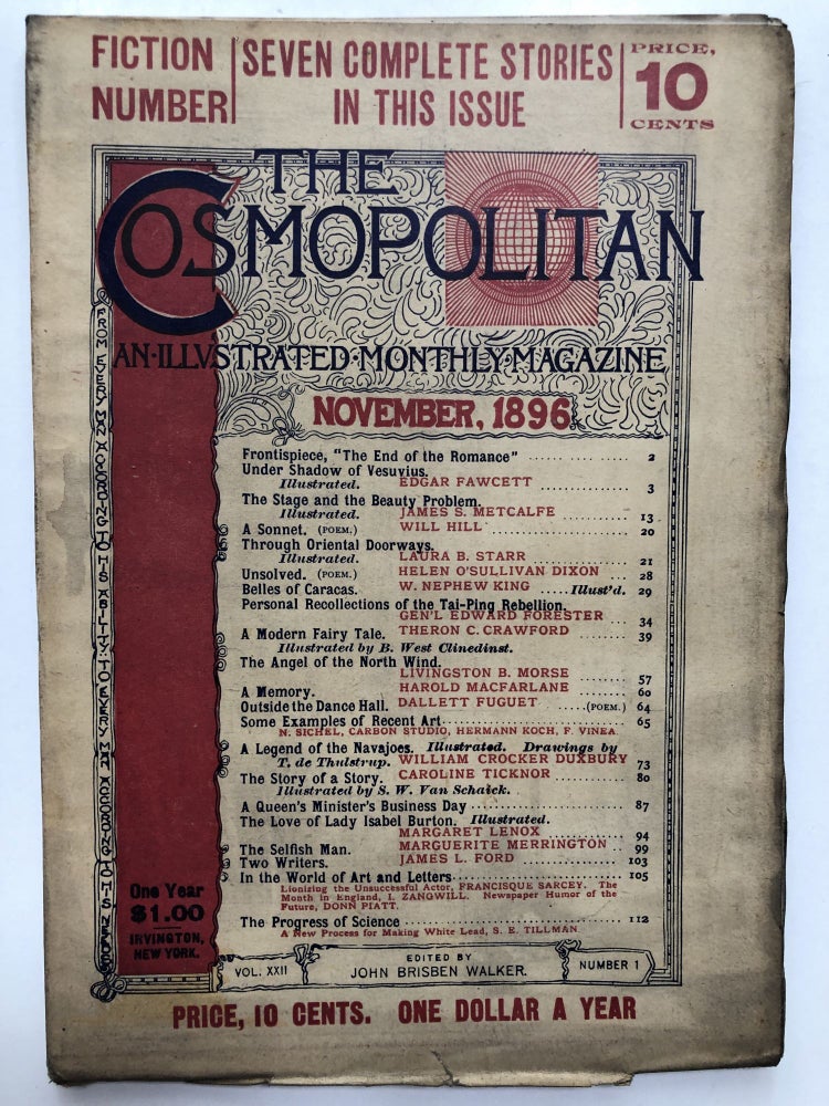 Item #H11903 The Cosmopolitan, an Illustrated Monthly Magazine, November, 1896. Theron C. Crawford Edgar Fawcett.
