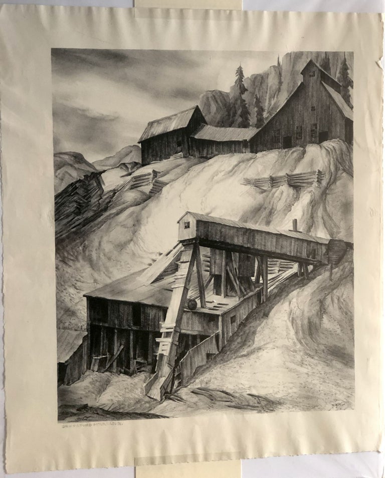 Item #H11934 "Drift at Red Mountain" 1940s lithograph by one of Warhol's art teachers at Carnegie Tech. Wilfred A. Readio.