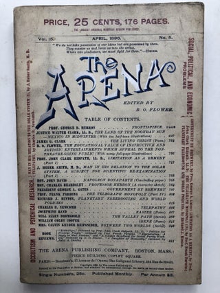 Item #H11969 The Arena, April 1896. Benjamin O. Flower, Josephine Rand, Frank Parsons, ed. Walter...