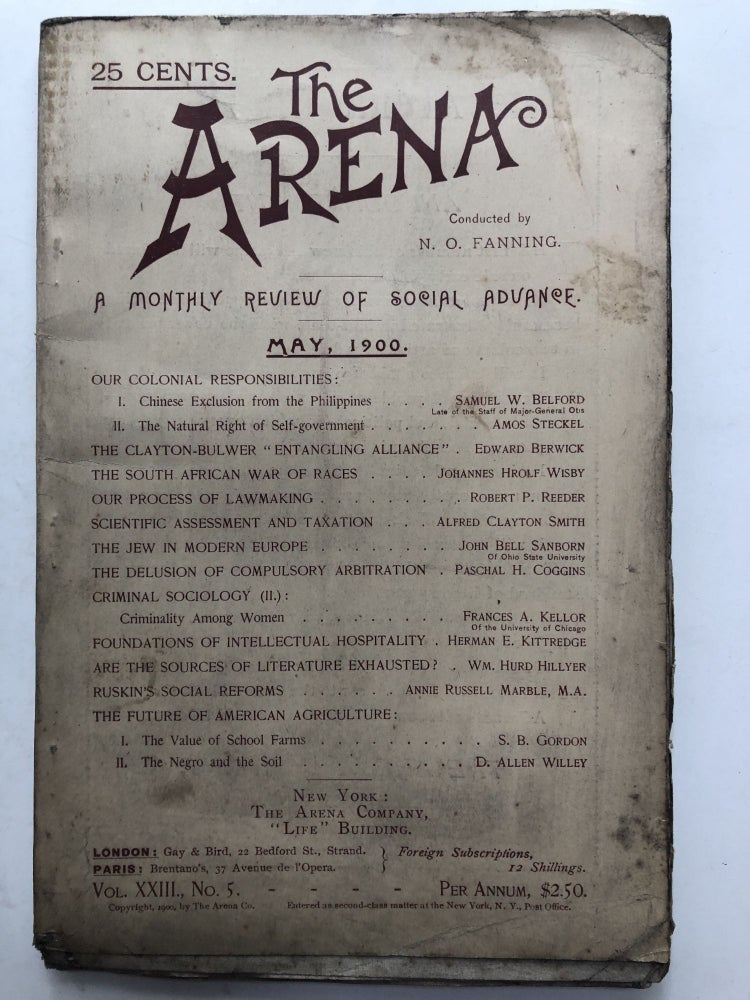 Item #H11977 The Arena, May 1900. N. O. Fanning, Alfred Clayton Smith, ed. D. Allen Willey.