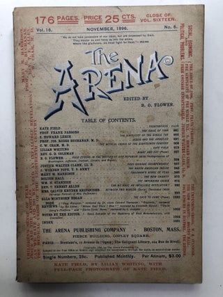 Item #H11980 The Arena, November 1896. Benjamin O. Flower, Frank Parsons, ed. Lilian Whiting