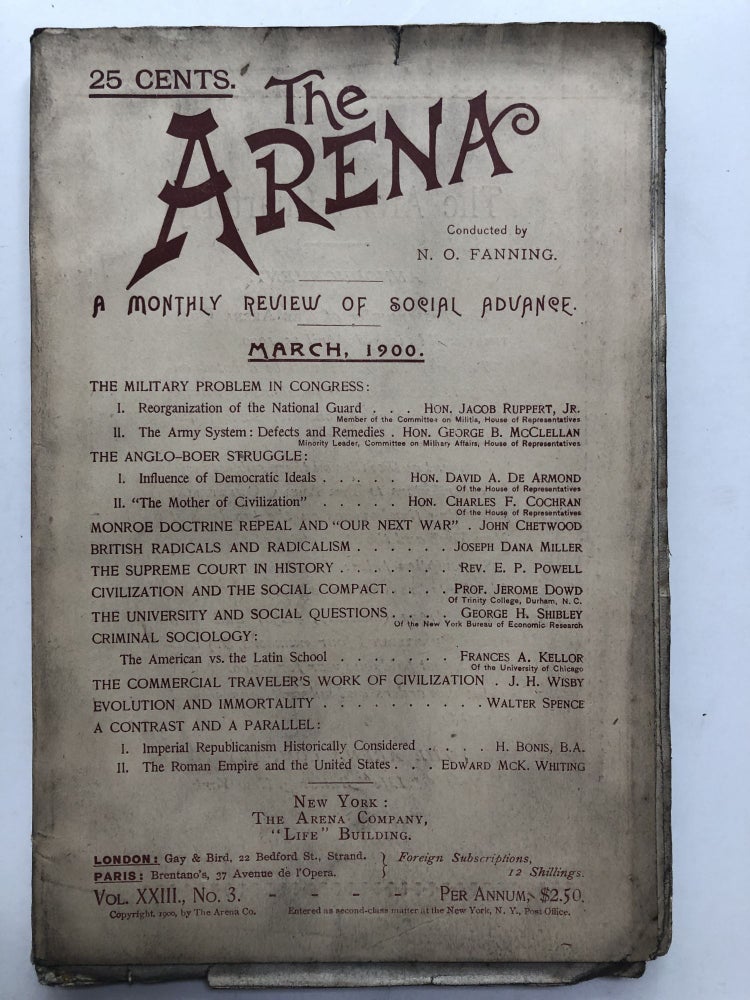 Item #H11987 The Arena, March 1900. N. O. Fanning, Jr, Jacob Ruppert, ed. George B. McClellan.
